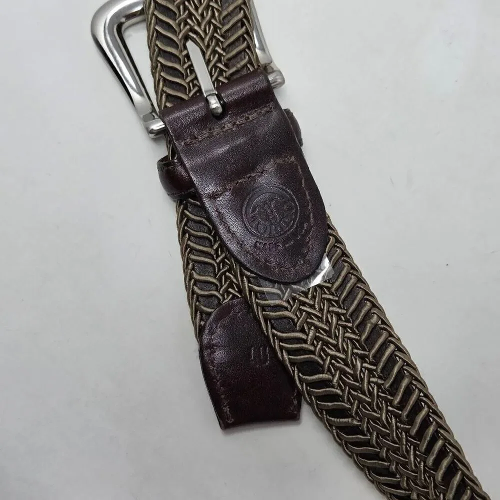 TORINO MADE IN USA BROWN TAN BRAIDED WEAVE SATIN LEATHER BELT MENS SIZE 40